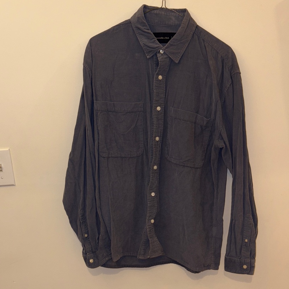 Abercrombie & Fitch Light Gray Corduroy Shirt
